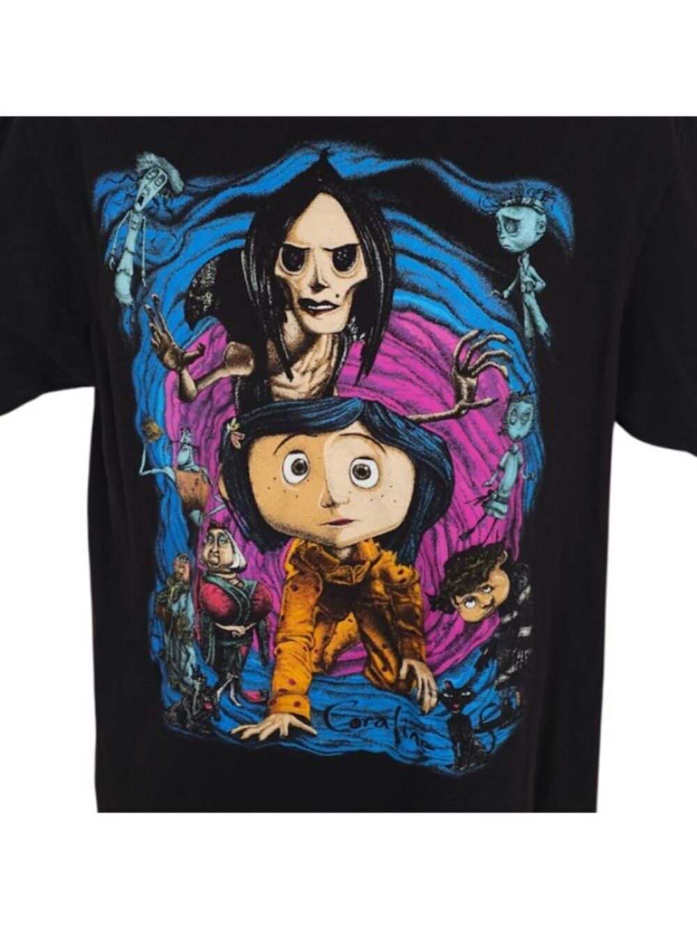 Coraline T Shirt Mens Size Large Black Laika Animated Movie
